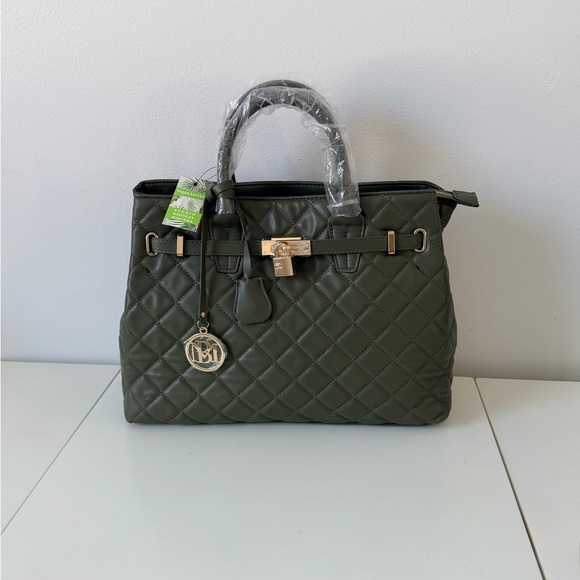 Badgley Mischka Olive Quilted Satchel